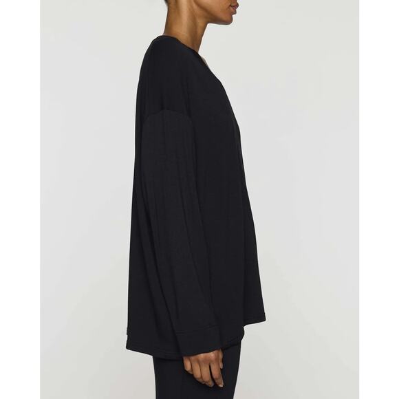 Bleusalt The Oversized V-Neck Long Sleeve Top in Black Size 4 / XL - Picture 2 of 9